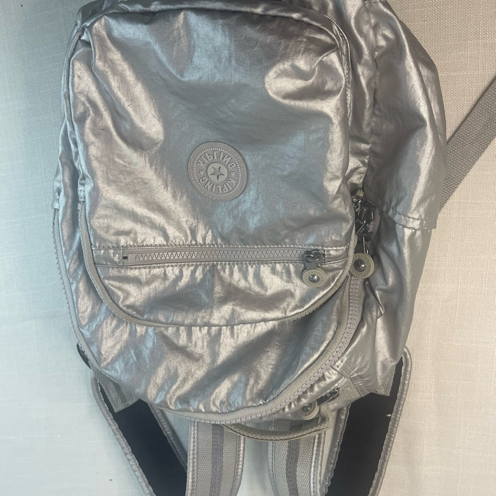 Kipling Metallic Silver Backpack - image 2